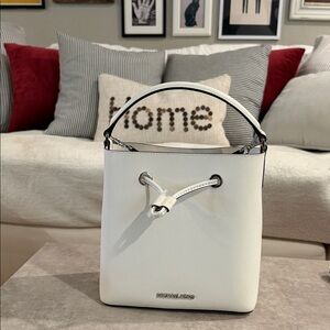 Michael Kors White Drawstring Shoulder Bag